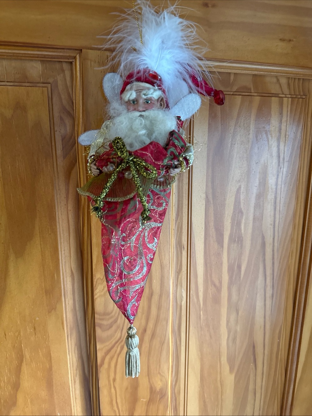 Holiday Red and Gold Santa Cone Ornament - Unbranded
